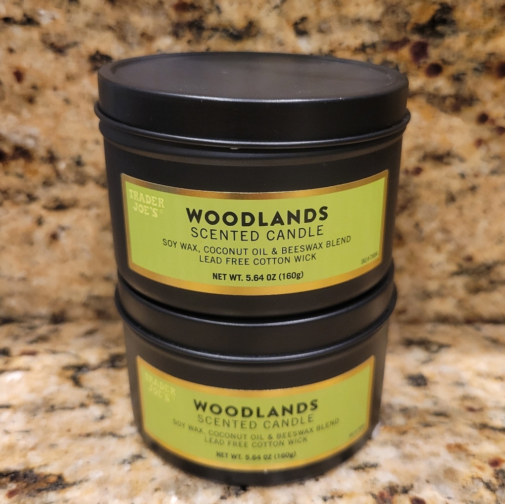 2x Trader Joe's WOODLANDS Scented Candles 5.7oz Lead Free FALL HOLIDAY